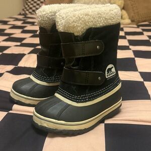 Sorel Kids Black and Cream Waterproof Winter Boots